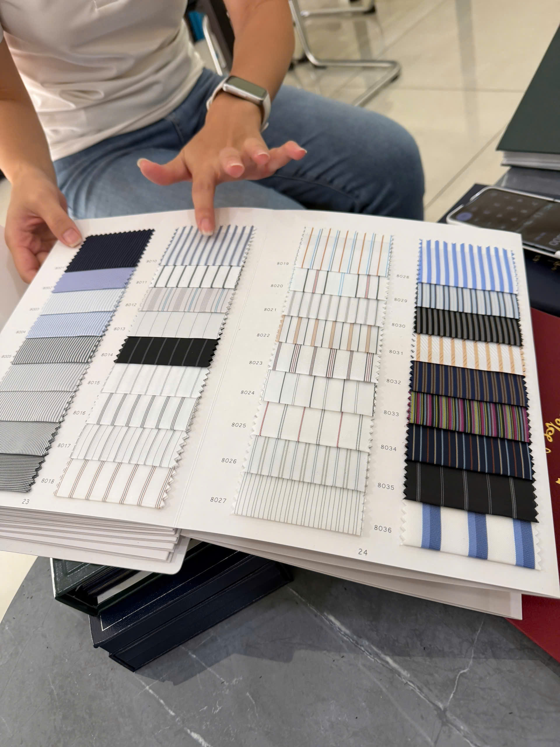 Fabric catalogue with textile swatches from a Vietnamese fabric manufacturer